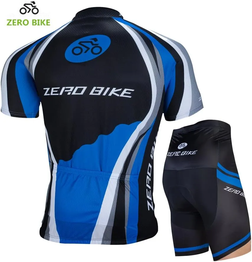 Men's Short Sleeve Breathable Cycling Jersey Set 3D Padded Bicycle Shorts Sportswear Suit Quick Dry