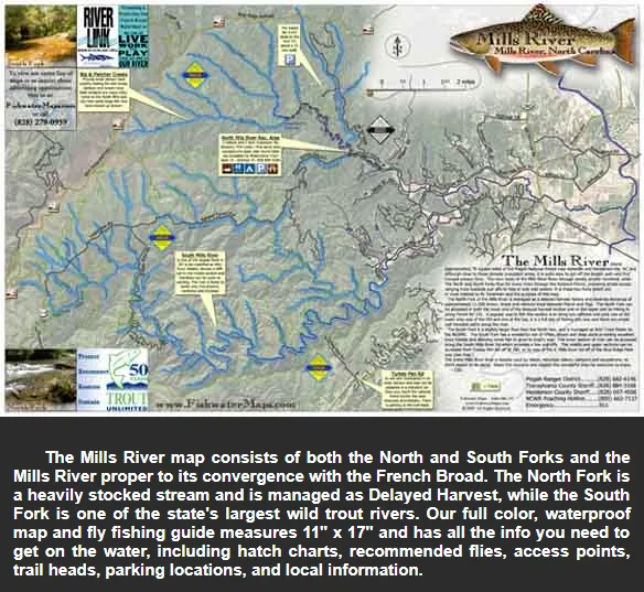 Mills River Map and Fly Fishing