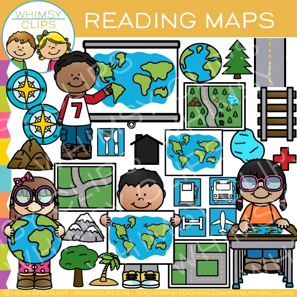 Reading Maps Skills Clip Art