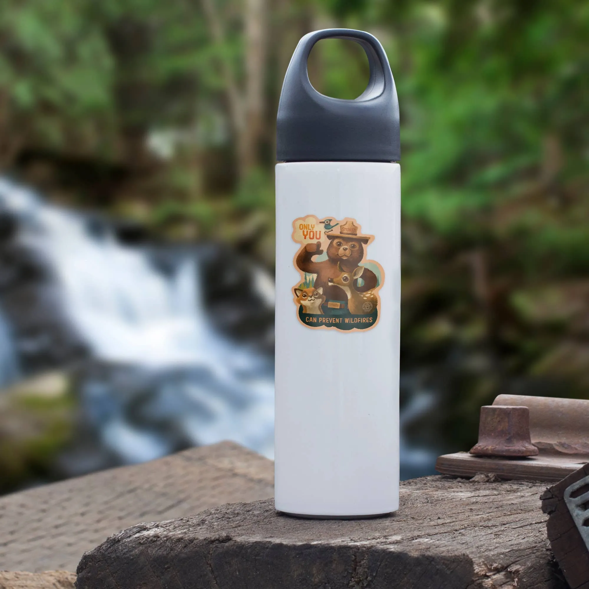 Smokey Bear and Friends - Only You Can Prevent Wildfires - (Vinyl Die-cut Sticker, Indoor/Outdoor)