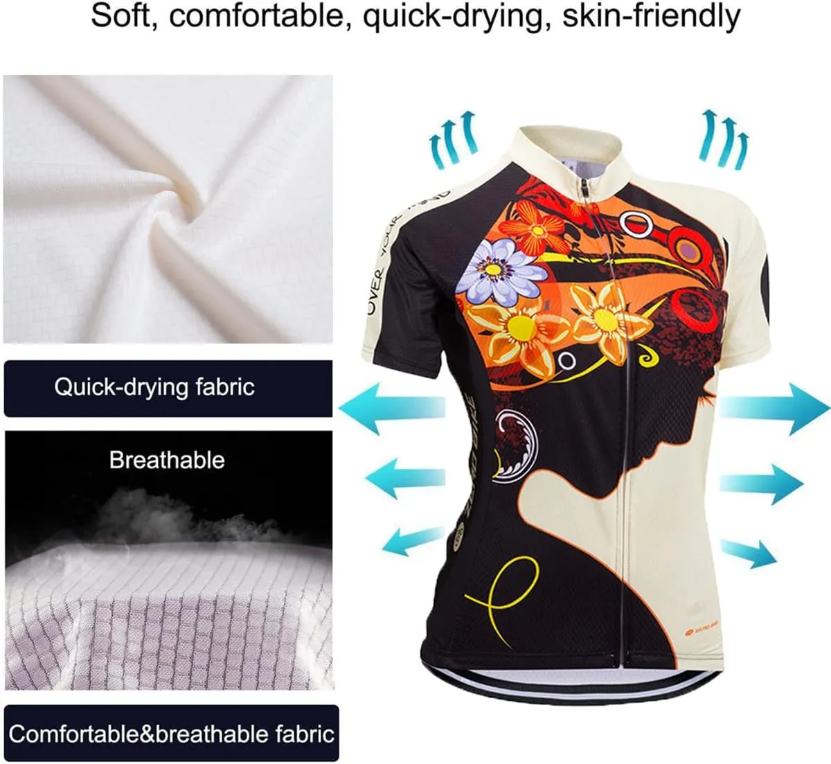 ZEROBIKE Women's Short Sleeve Cycling Jersey Jacket Cycling Shirt Quick Dry Breathable Mountain Clothing Bike Top
