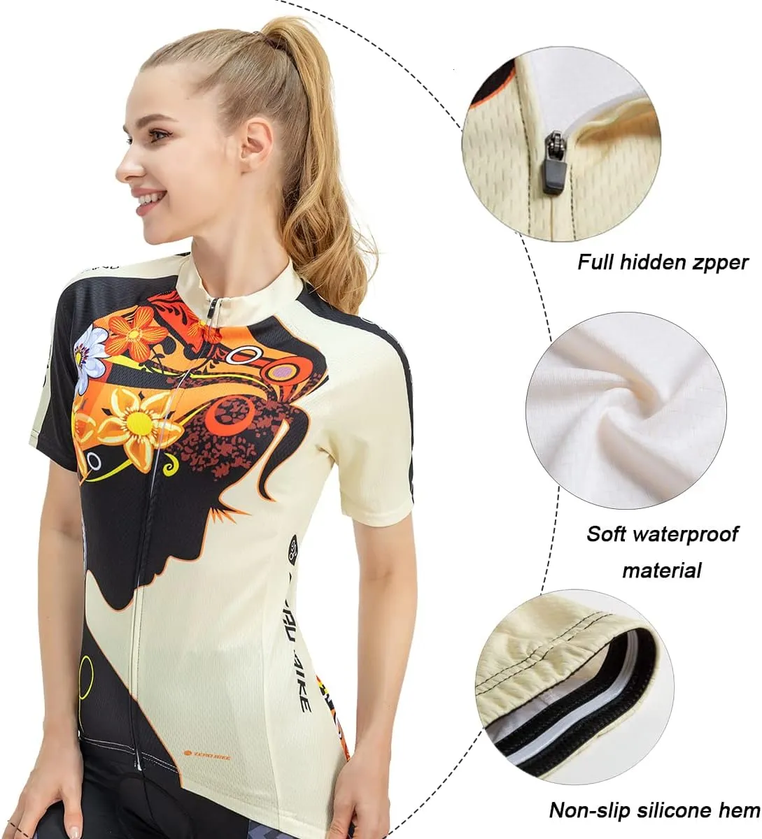 ZEROBIKE Women's Short Sleeve Cycling Jersey Jacket Cycling Shirt Quick Dry Breathable Mountain Clothing Bike Top
