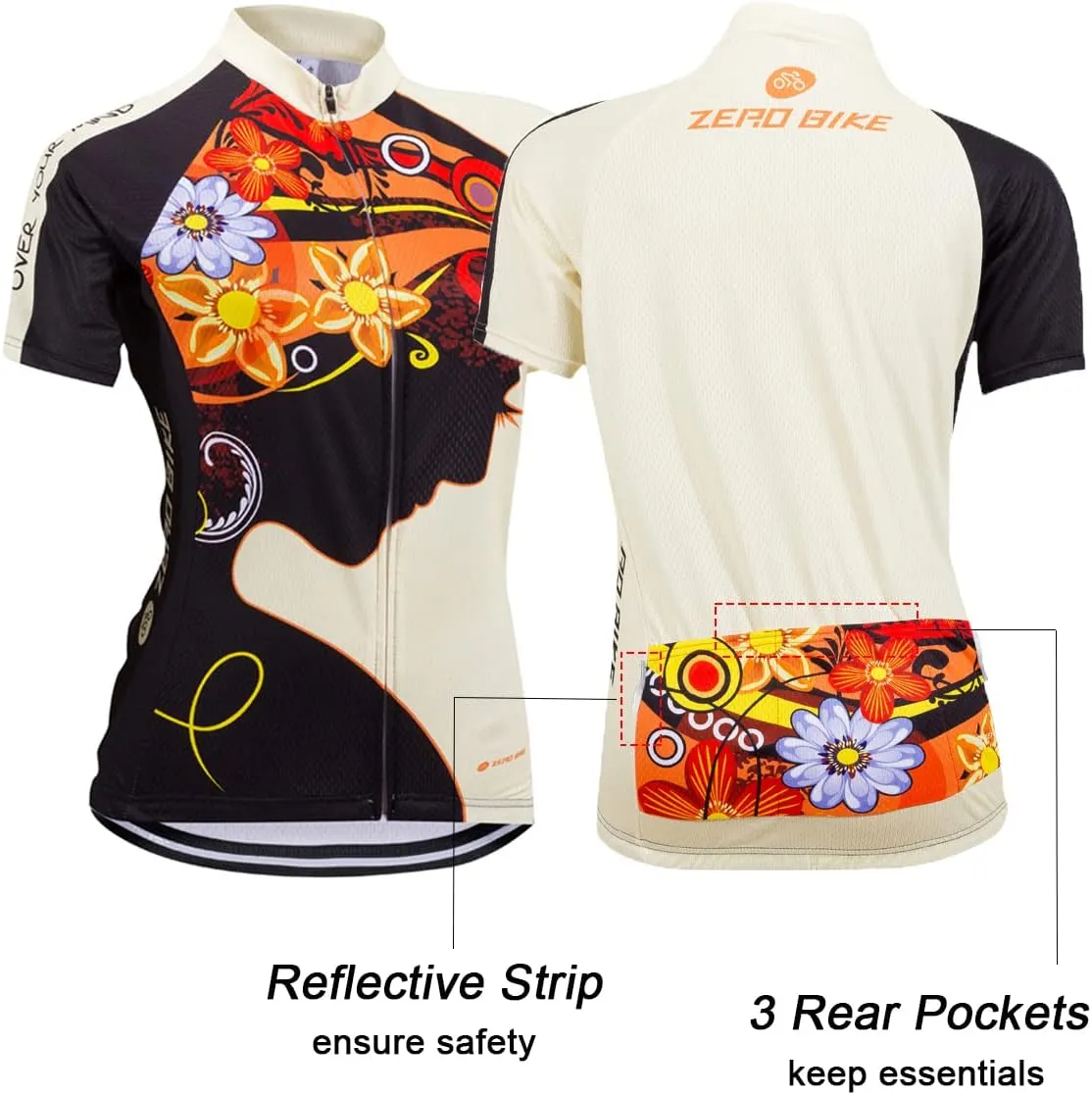 ZEROBIKE Women's Short Sleeve Cycling Jersey Jacket Cycling Shirt Quick Dry Breathable Mountain Clothing Bike Top